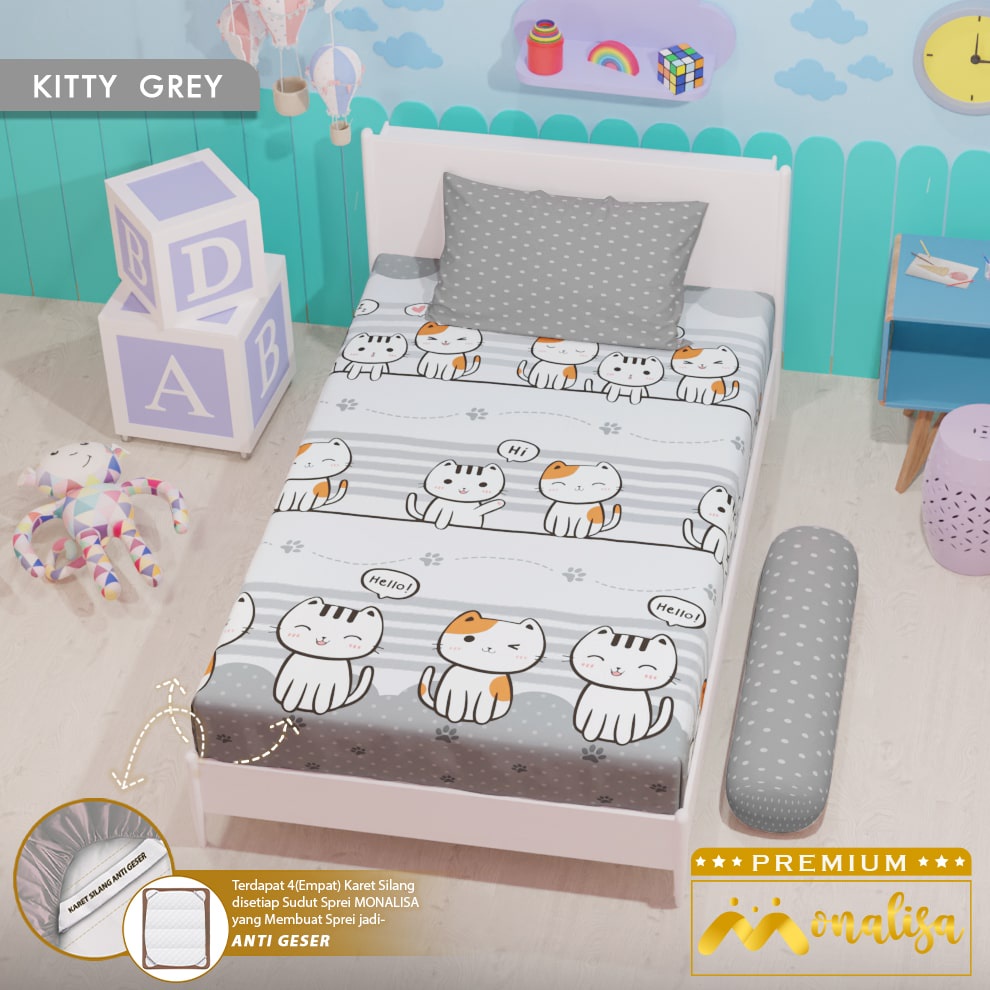 Monalisa Premium Sprei Uk 90/100/120 - Kitty Grey