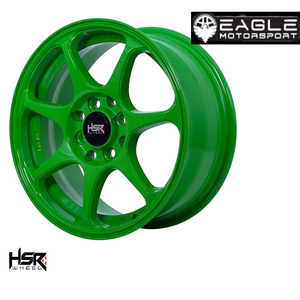 velg racing mobil brio HSR SEBUNSUTA RING 15 ET42 GREEN