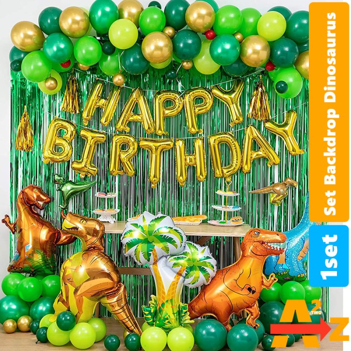 Set Balon Ulang Tahun Jungle Dinosaurus Jurassic Park Party Backdrop