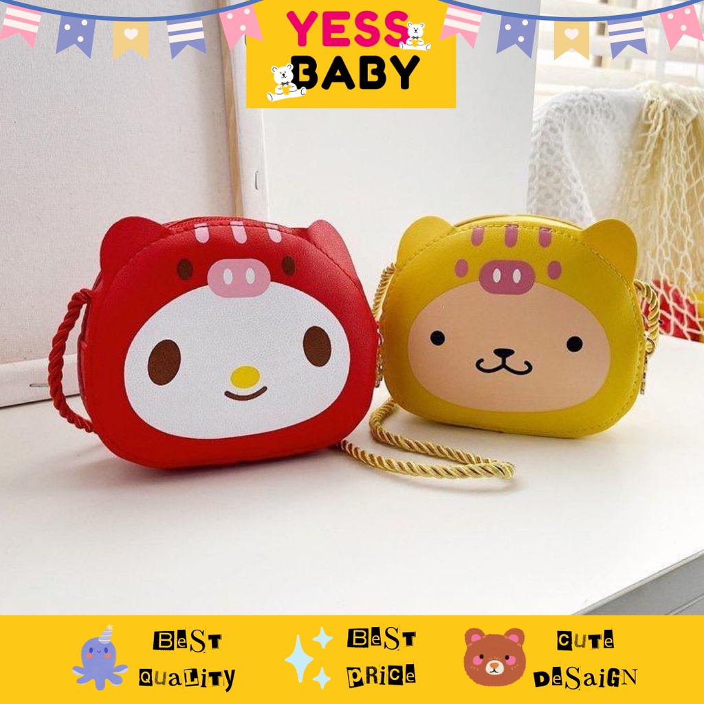 YESSBABY POMPURIN RED Tas anak Small and cute cartoon pattern single shoulder/children's leisure bag