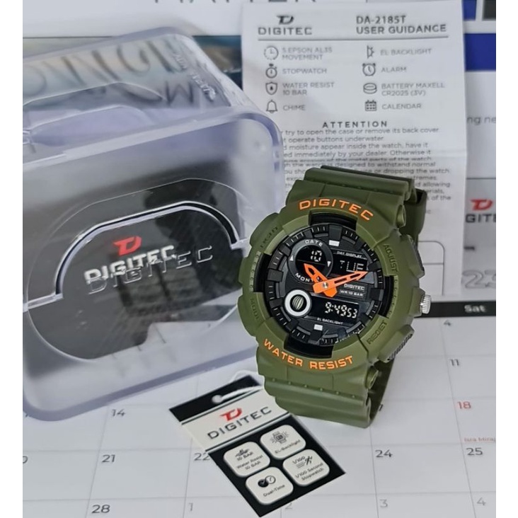 DG 2185 ORIGINAL WATERPROOF JAM TANGAN PRIA DUALTIME BISA COD