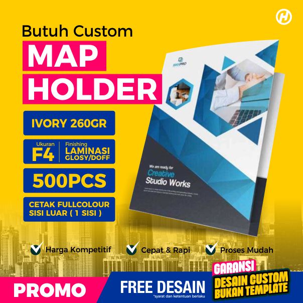 CETAK MAP FOLDER/STOP MAP F4/A4 Map Sekolah / Kantor Custom