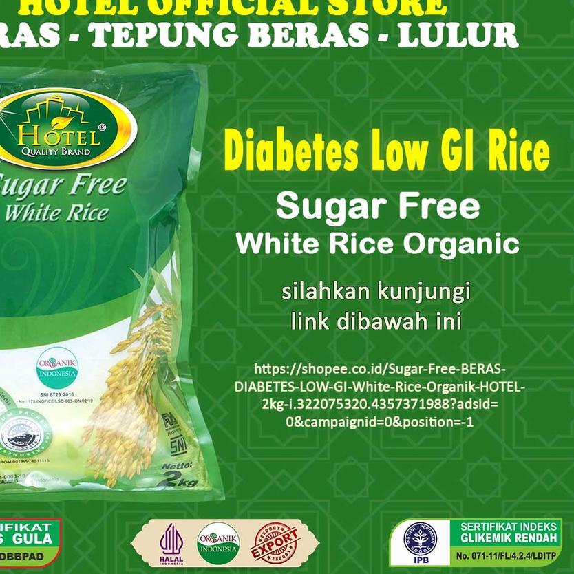 

✿ Beras Organik 2 kg - BERAS LOW GI White Rice - Beras Organik HOTEL 2kg - Beras 2kg - Sugar Free White Rice - Beras Index Glikemic Rendah ✽