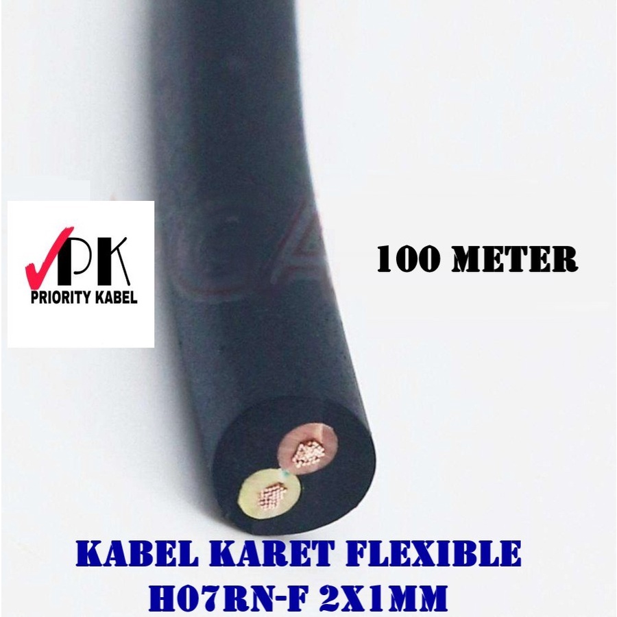 Kabel Karet Fleksibel PEGASUS KABEL H07RN-F 2x1mm 2x1.0mm (100 Meter)