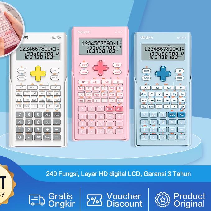 

BISA ✨COD✨ Deli Calculator Scientific Kalkulator 240 Fungsi Kalkulasi 3 Warna 1700 !