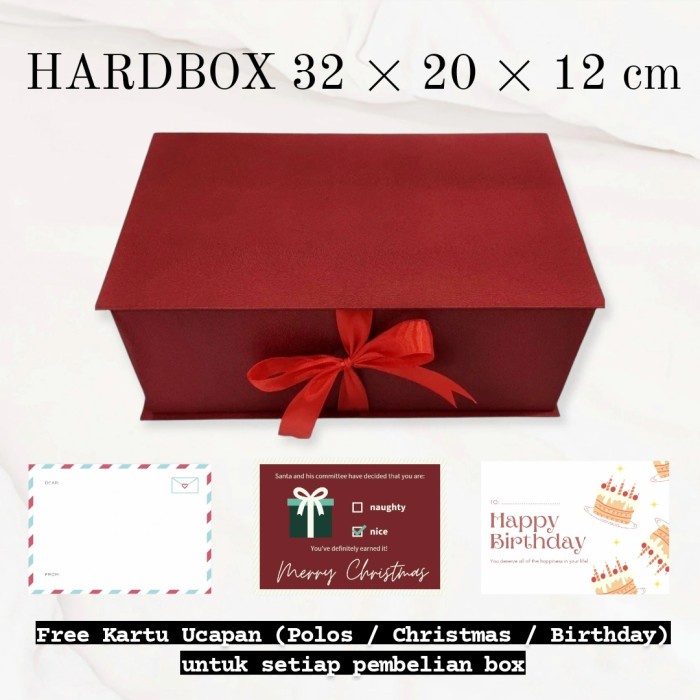 

⭐BISA COD⭐ HARDBOX 32x20x12 - BOX HAMPERS - GIFT BOX - KOTAK KADO - KOTAK HADIAH - RED