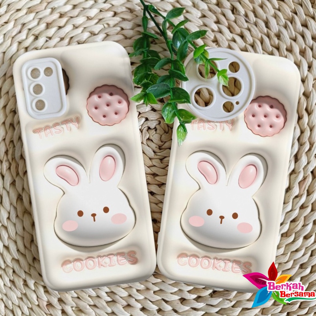 SS149 SOFTCASE MOTIF AKSEN 3D COOKIES RABBIT FOR IPHONE 6 6+ 7 8 SE 2020 7+ 8+ X XS XR XS MAX 11 12 13 14 PRO MAX BB7848