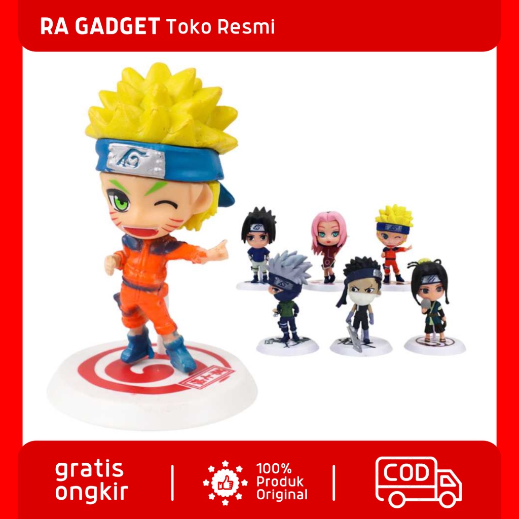 Action Figure Naruto Set Chibi 6 PCS / Patung Figure Anime Chibi Karakter Mainan Miniatur Naruto Shi