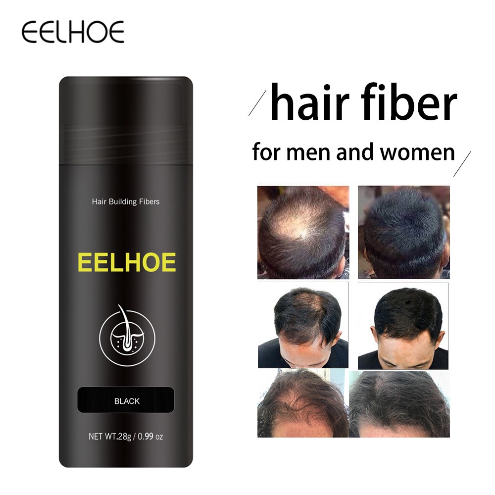 COD EELHOE Hair Building Fibers 28gr For Men And Women - Fibers Melebatkan Rambut Penebal Rambut Untuk Rambut Tipis [Hitam / Dark Brown]