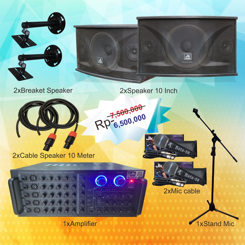 Paket Amplifier Jk coustic speaker karaoke Microphone