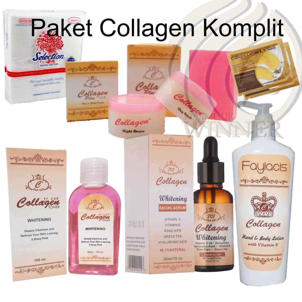 Paket Cream Collagen 8 in 1 Super Lengkap Hemat - Paket Collage  Holo Gold Komplit