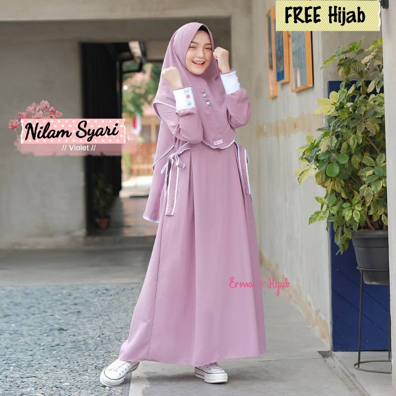 NILAM - DRESS BAJU GAMIS ANAK REMAJA WANITA DEWASA TANGGUNG FREE HIJAB KEKINIAN BEST SELLER FASHION 