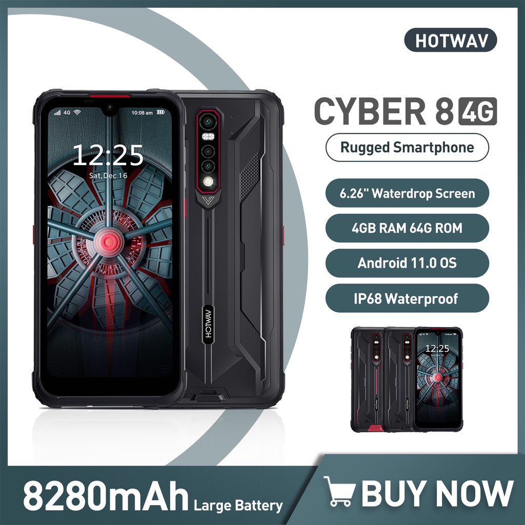 Hotwav Cyber 8 Rugged Smartphone 4GB 64GB 8280mAh 6,3 inci NFC Android 11 Versi Global Ponsel Kamera