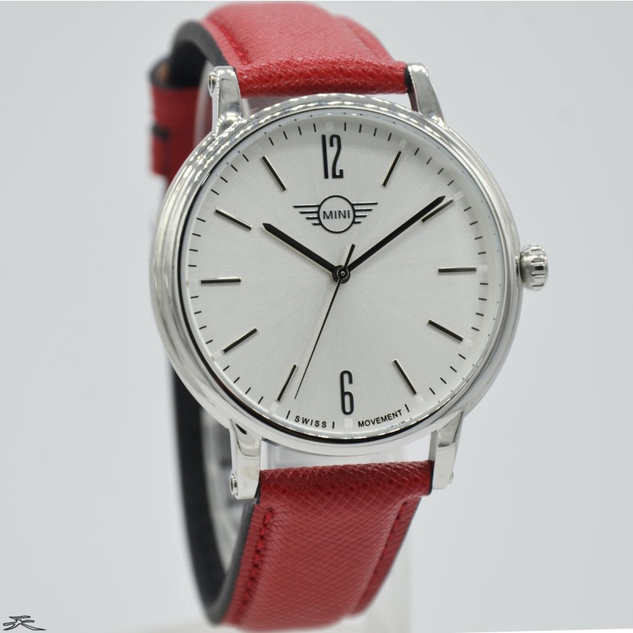 MINI 160615 Jam Tangan Pria Mini Cooper Kulit Original - Red