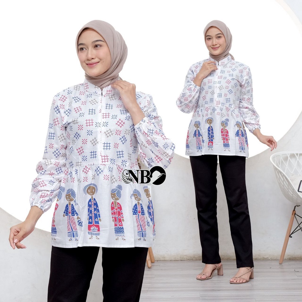 Baju Batik Wanita Modern Atasan Blouse Batik Kerja Wanita Kantor