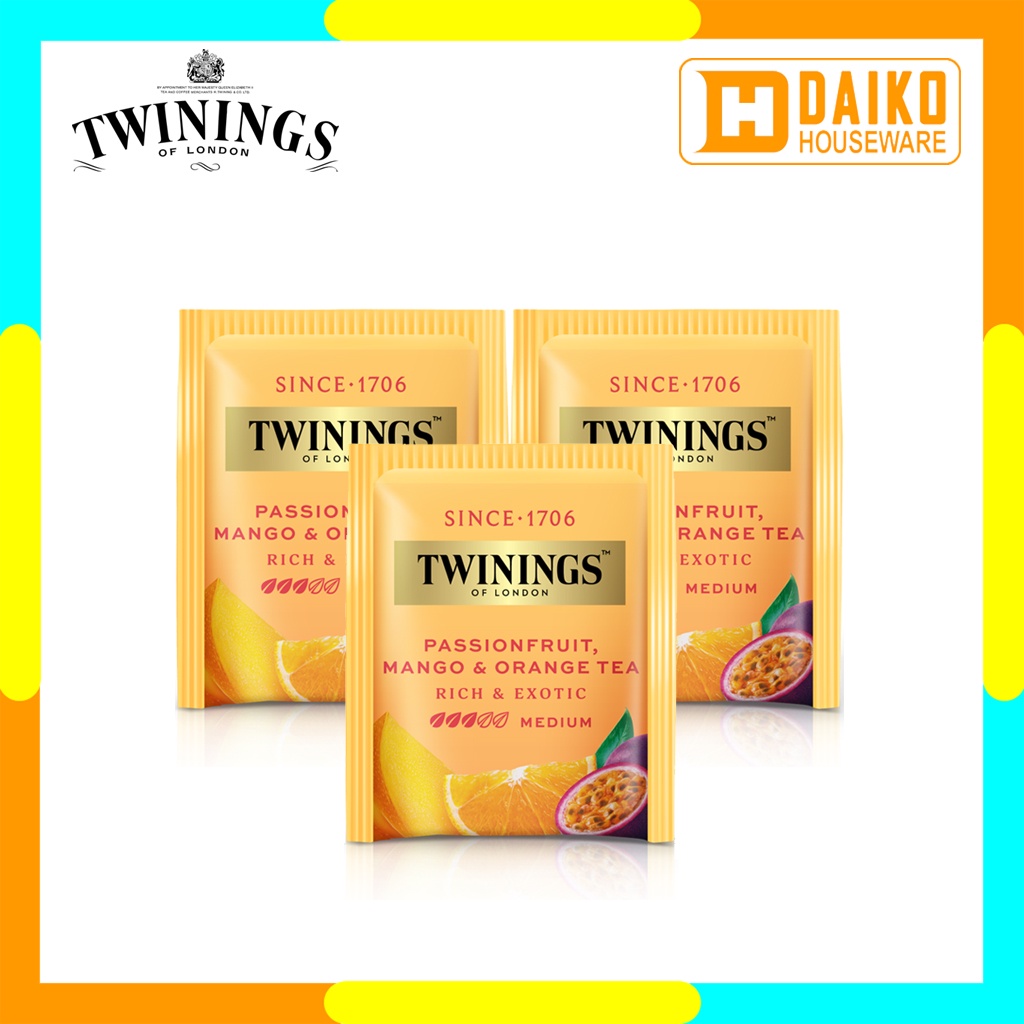 Teh Hitam Celup Twinings Passionfruit Mango &amp; Orange 25 x 2gr Tea Bags Teh Hitam Kantong Rasa Buah Markisa &amp; Jeruk