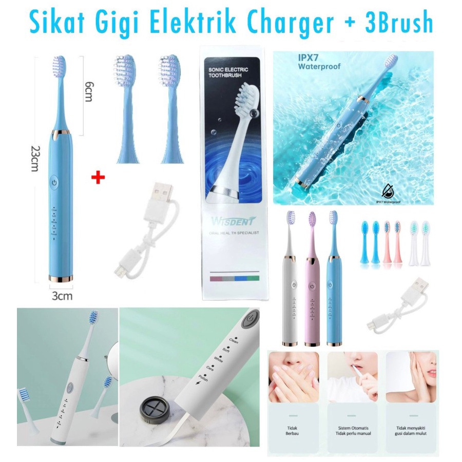 Sikat Gigi Elektrik Charger + 3 brush