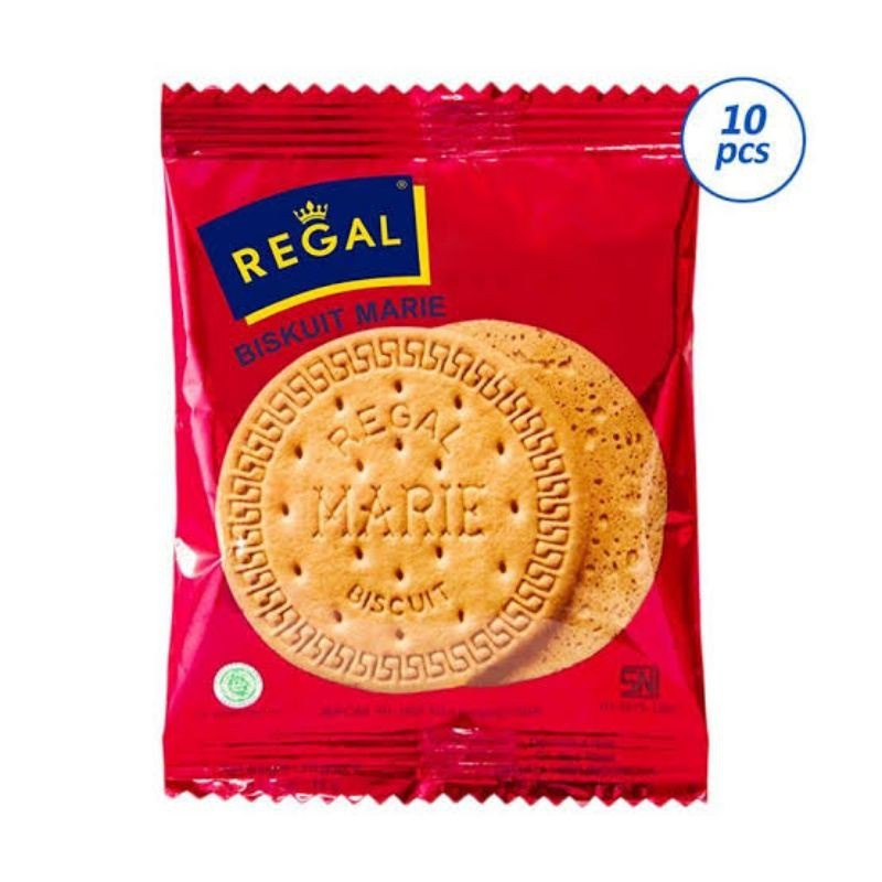 

Biskuit Marie Regal 12 gr 1 renceng isi 10 Pcs