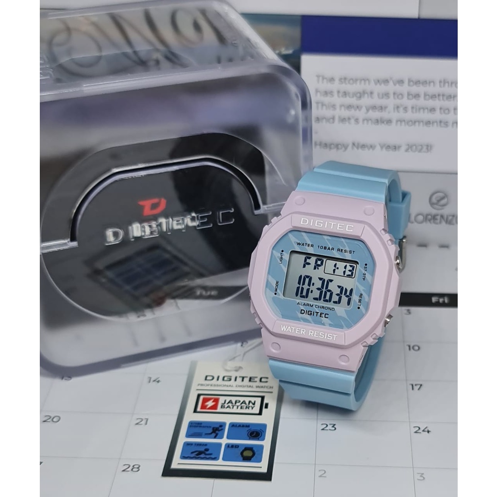 Jam Tangan Wanita Digital Digitec 7024 Rubber Original Tahan Air