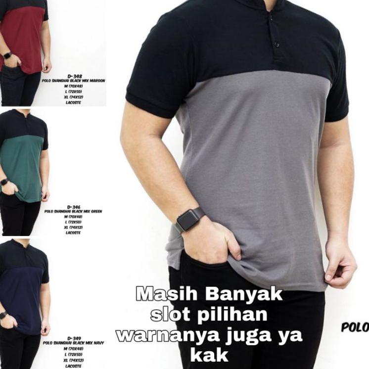 Sale Kaos Pollo Kombinasi Kerah Sanghai / Kaos Polo Pria Kerah Sanghai / Kaos Polo Distro / Kaos Pol