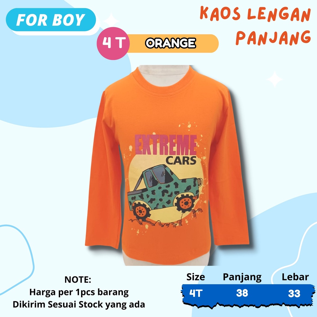 KAOS Oblong Lengan Panjang Anak Cowok Usia 2 - 10 Tahun Atasan anak laki-laki warna kids tsirt