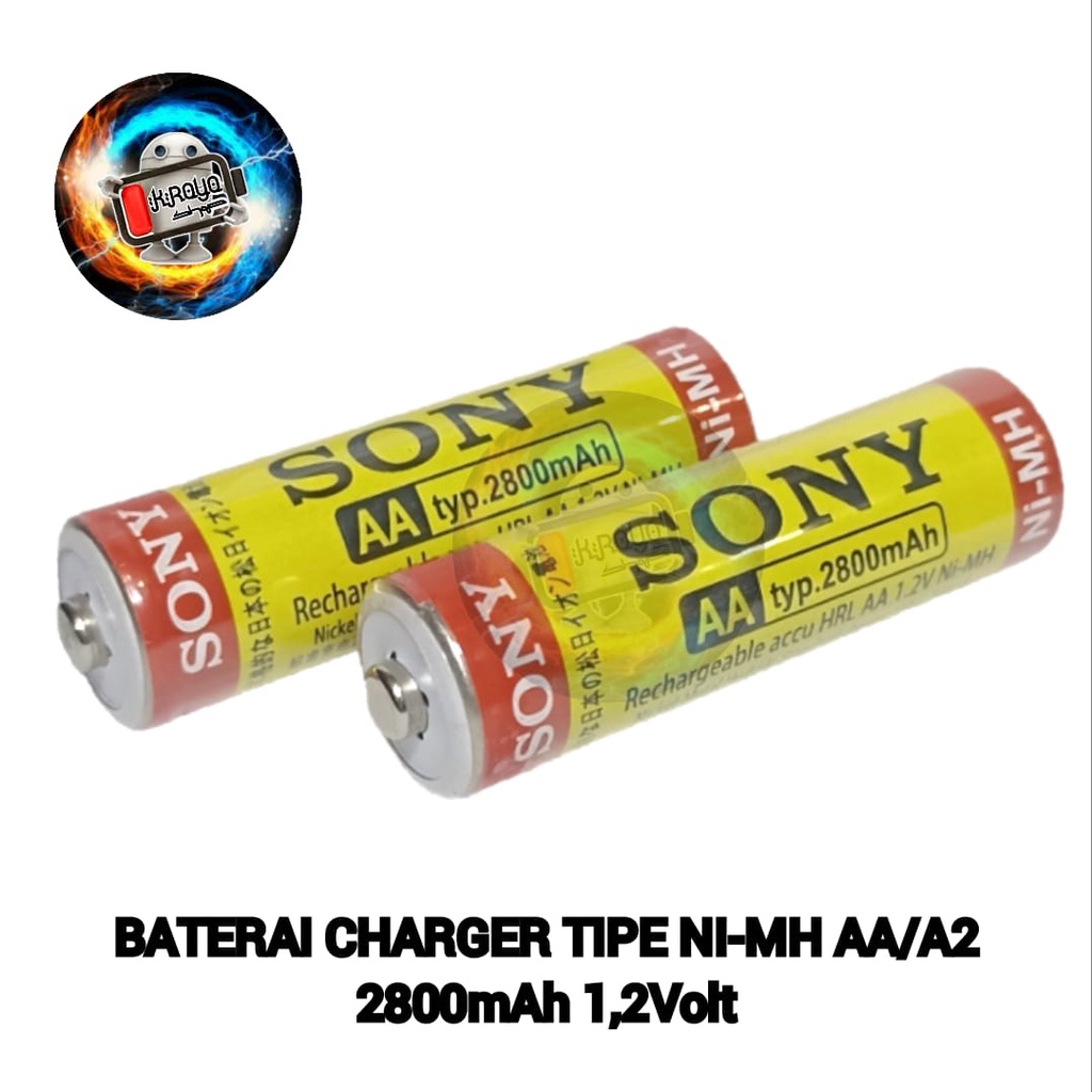 Baterai Isi Ulang/ Baterai Cas/ Charger Tipe NI-MH AA/A2 2800mAh 1,2V ISI 2 PCS