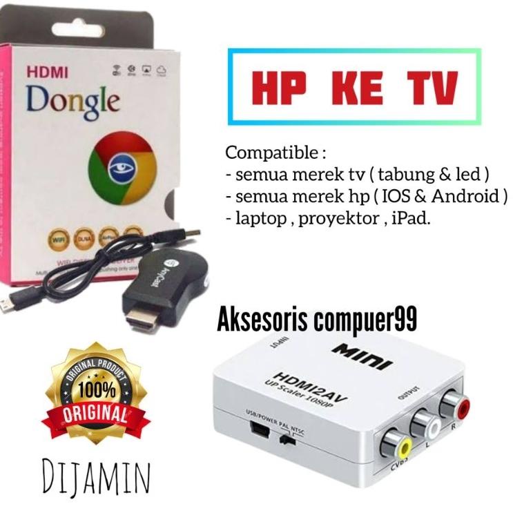 Murah Hemat PAKET ANYCAST DONGLE ALAT UNTUK MENYAMBUNGKAN HP KE TV TABUNG / PENGHUBUNG HP KE TV