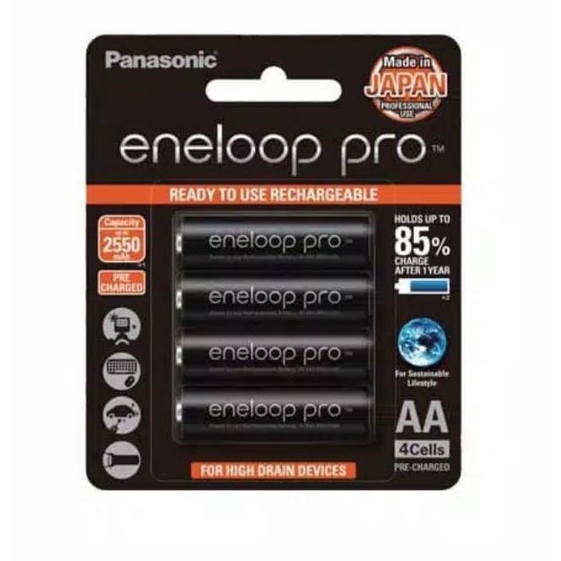 Batre Eneloop Pro AA 2550 mAh Recharge Original, Made in Japan (4pcs)