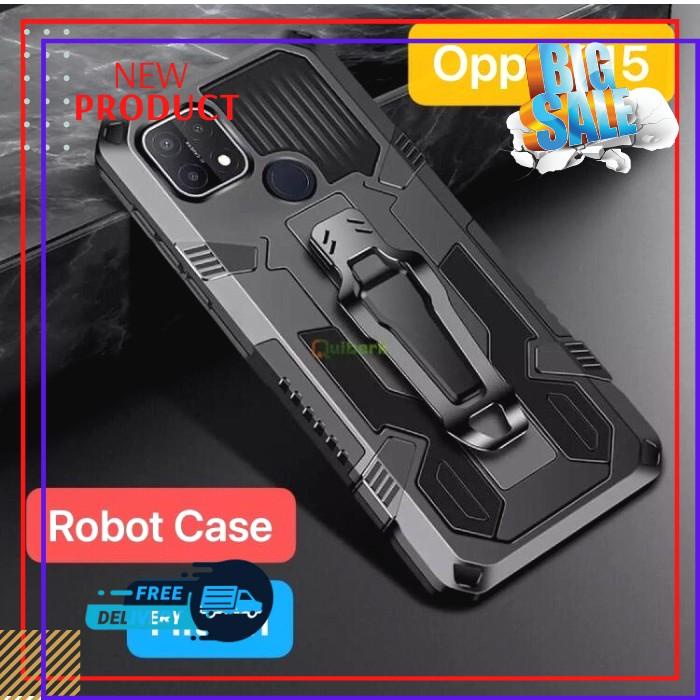 Case Oppo A15 Robot Standing Cover Silikon Casing Handphone Soft Case