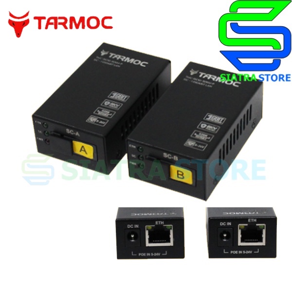 Tarmoc TMC-1SC1G-50KM-P | 1 FO 1 LAN Gigabit | POE IN 5-24V | HTB GS03 50km Mini