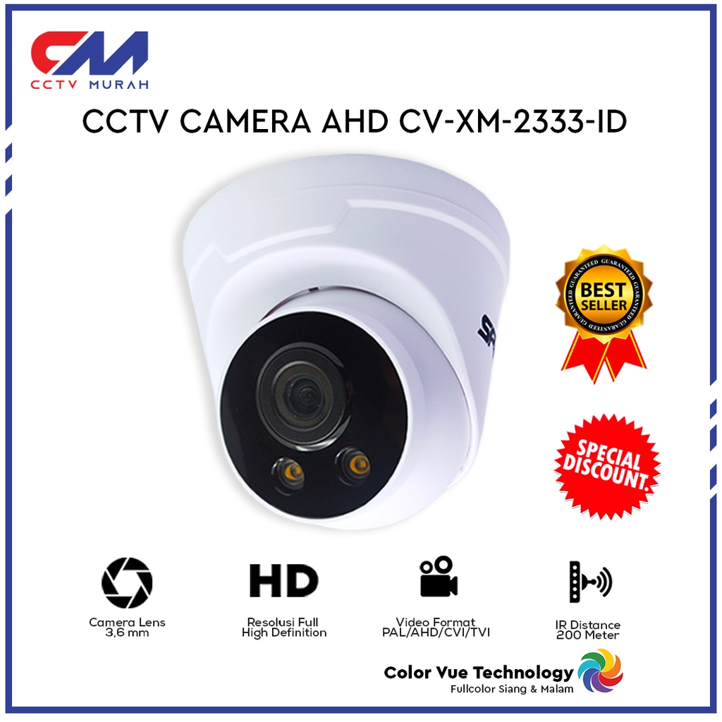 CCTV CAMERA INDOOR COLOUR VU 2MP SIANG MALAM TAMPILAN BERWARNA 4 IN 1 HD CAMERA-B13