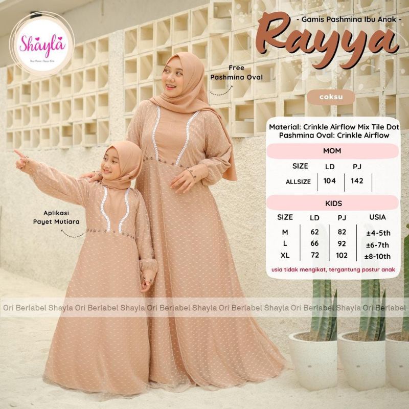 RAYYA DRESS Couple free pashmina By NSK | Couple Ibu Anak