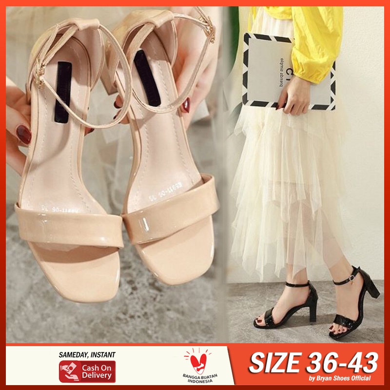 Bryan Shanon Glossy Chunky Heels Tahu 5cm 9cm Kilap 36-40 41 42 43 Jumbo Oversize Bigsize Nyaman