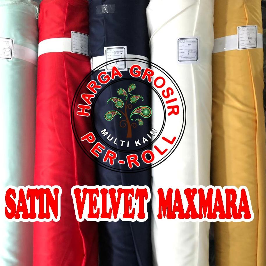 BEST PRODUCT Bahan Kain Satin saten Maxmara Velvet Polos bridesmaid Grosir 1 Roll 50 yard