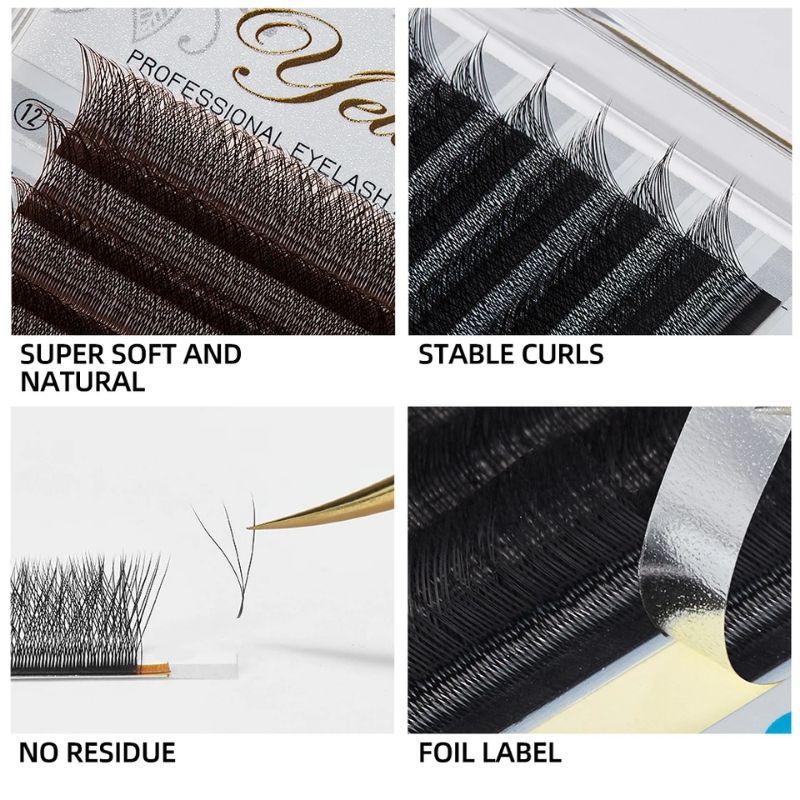 Yelix 3D W Shape Clover Lashes Volume Russian Eyelash Extension Ellipse Super Soft Fanning Bulu Mata Lembut Premium Cabang 3