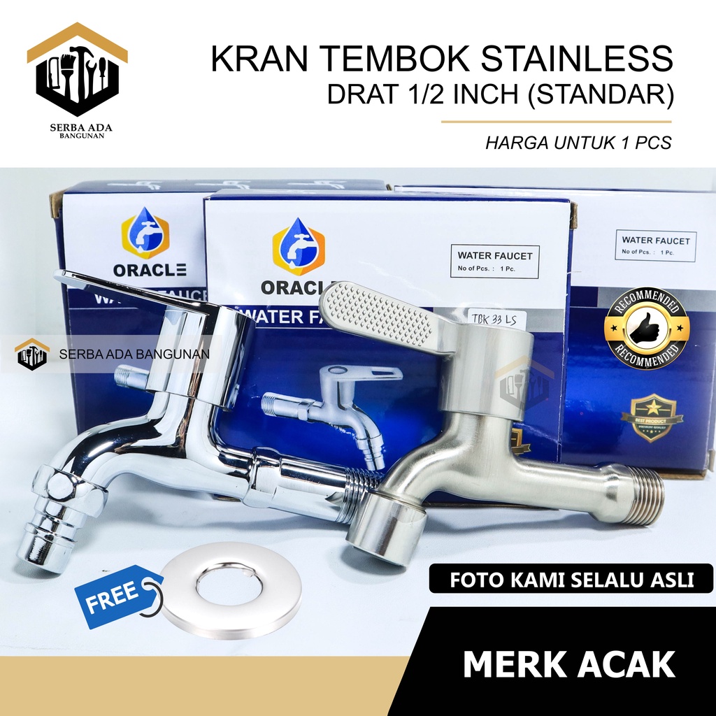 Keran Air Kran Air Mesin Cuci Wastafel Panjang Stainless Steel Tembok 2 Cabang Rumah Dapur Kunci