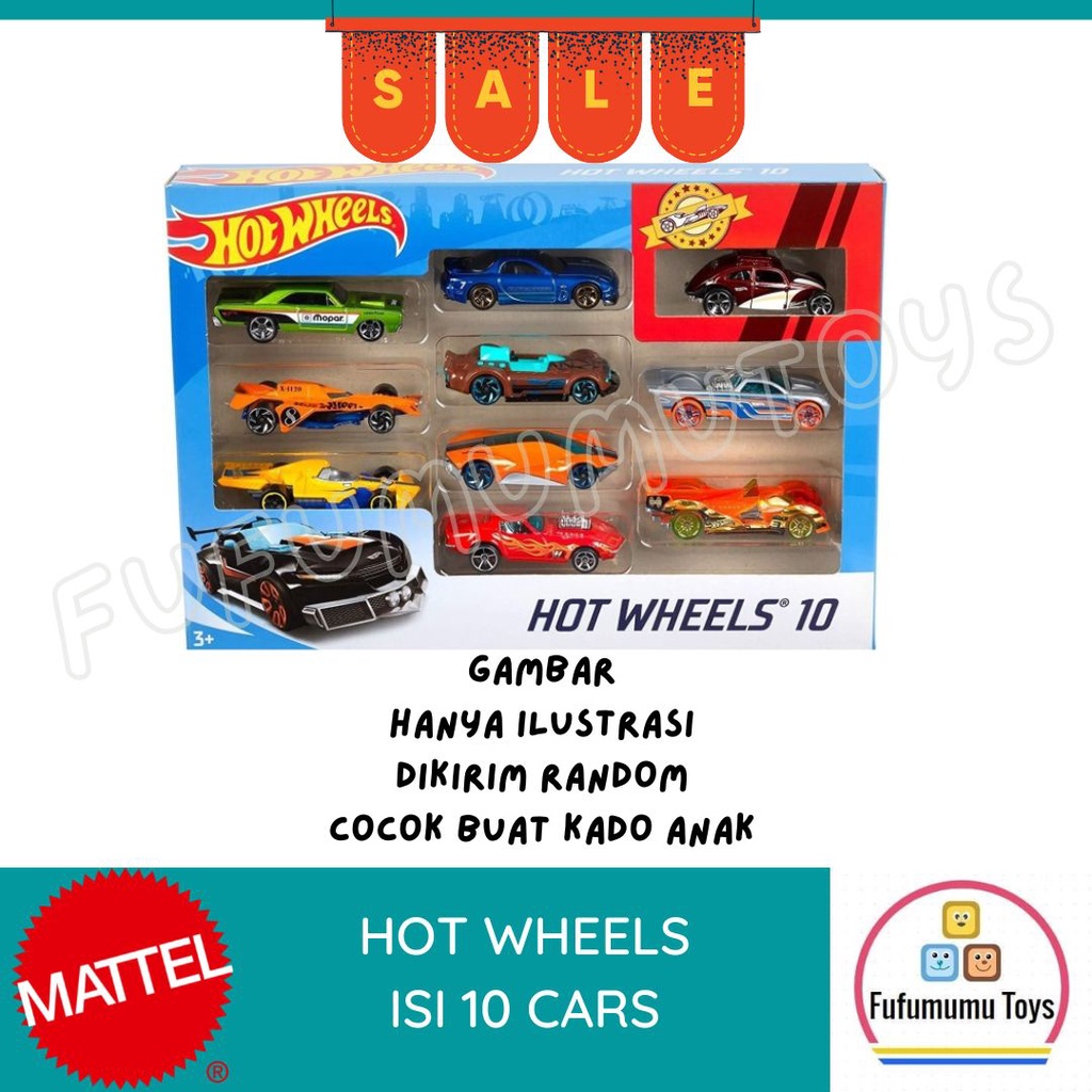 Hot Wheels isi 10 mobil tidak bisa pilih varian dikirim random cocok buat kado anak original mattel