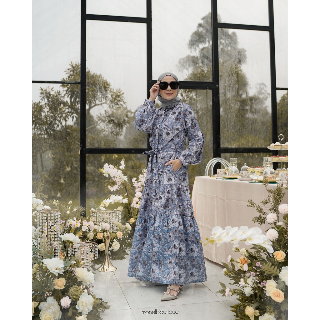 SKYSHOP HIJAB-  BLOOMING DRESS SERIES BY MONEL/MONEL SERIES RAYA/DRESS MONEL/DRESS CANTIK/DRESS ELEG