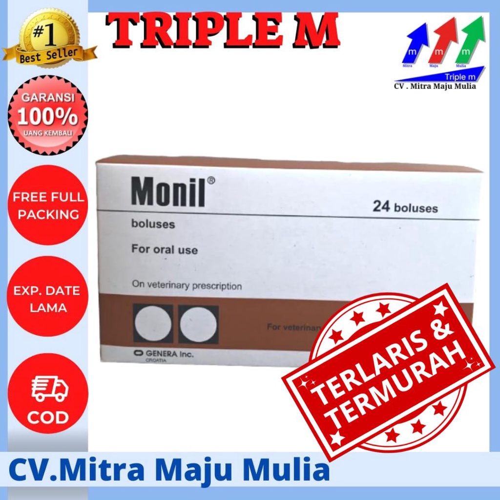 MONIL 24 Bolus (1box) - Obat Cacing Sapi Kuda Babi Kerbau Domba Kambing Hewan bolus