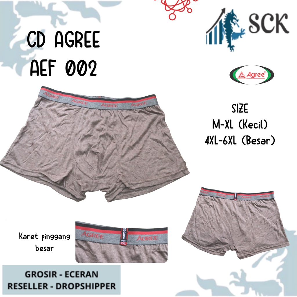 [ISI 3] Celana Dalam Olahraga Pria AGREE AEF 02 / CD Agree AEF02 Pinggang Karet MODEL BOXER Sport  / Pakaian Dalam Cowok - sckmenwear GROSIR