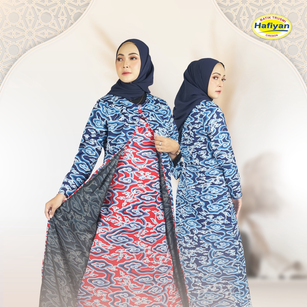Batik Trusmi Hafiyan Gamis Batik Motif  Mega Mendung Bahan Babysilk
