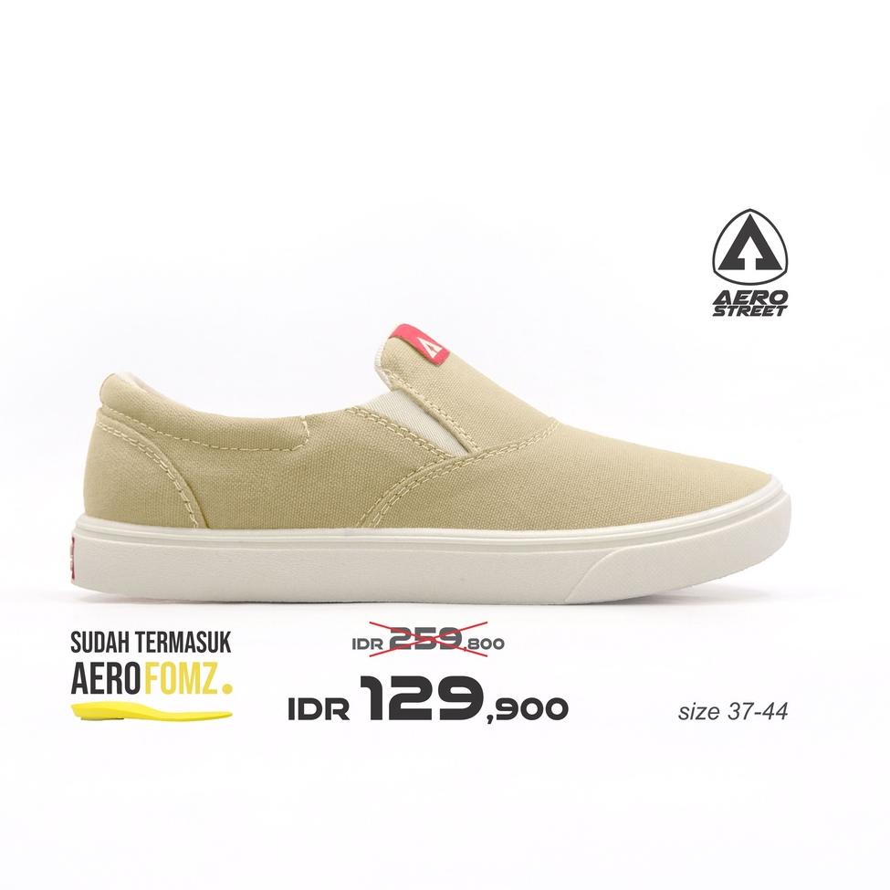 RECOMENDED Aerostreet 37-44 Comfy Krem- Sepatu Slip On Pria Wanita