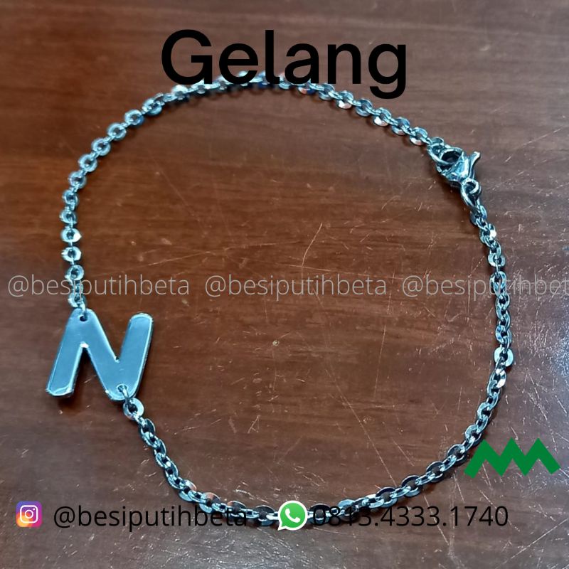 gelang besi putih asli  / gelang besi putih ambon / gelang custom nama