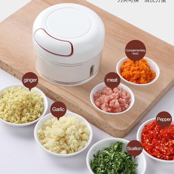 (COD)  Blender Kecil Putih Tangan Manual Tarik / Mixer Praktis Penghalus Kacang / Pemotong Cabe / Gr