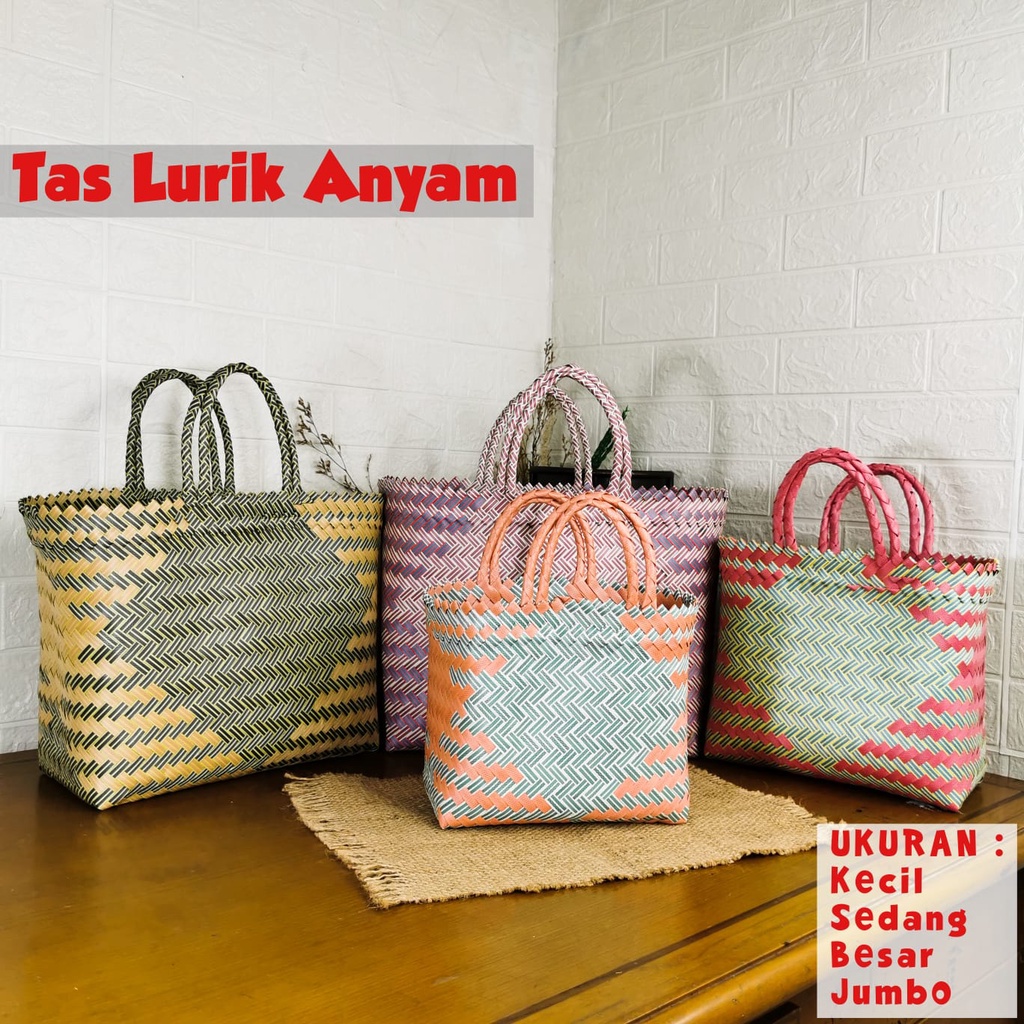 Tas lurik anyaman Tas keranjang anyaman Tas belanja Tas jadul