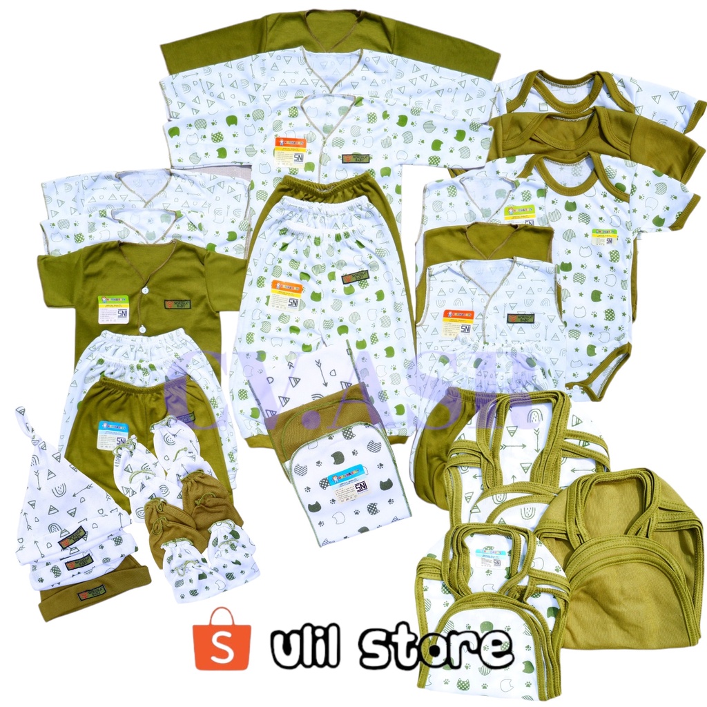 39 PCS Paket Brojol Baby Paket Komplit Bayi Baru Lahir Serian Hijau