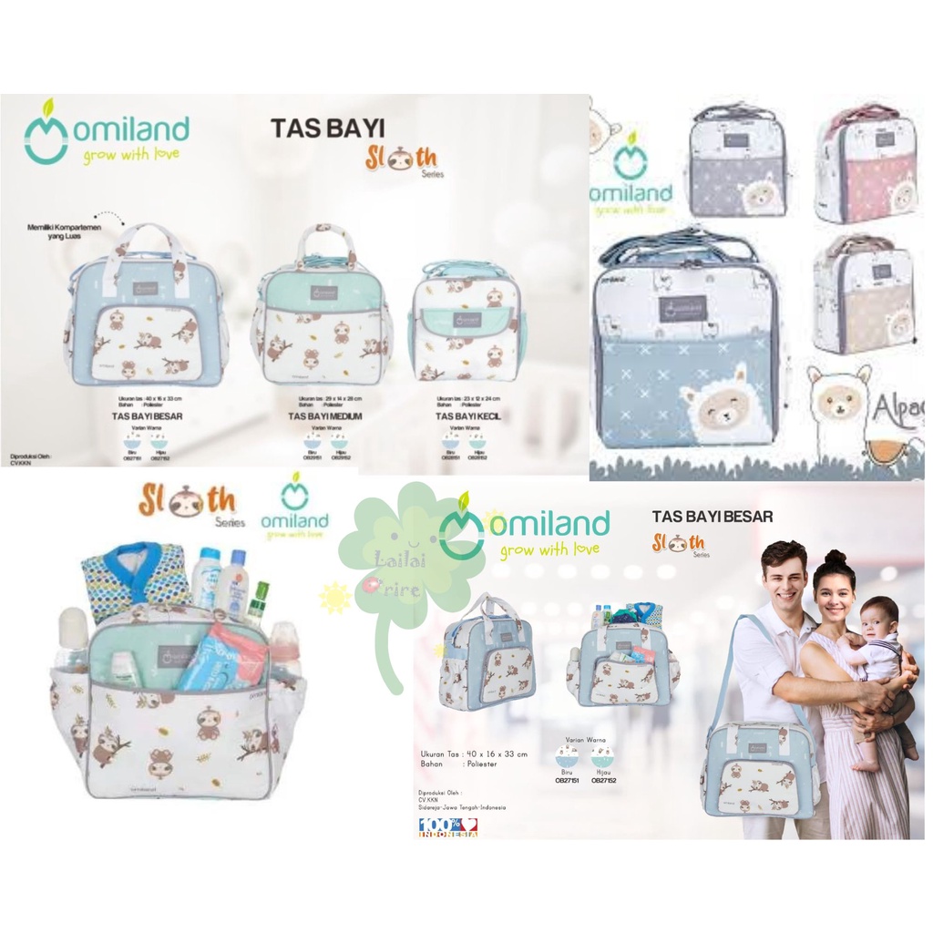 *NEW* OMILAND Tas Perlengkapan Bayi Selempang Ukuran Kecil Medium Besar - Panda / Sloth / Alpaca / Rainbow Series