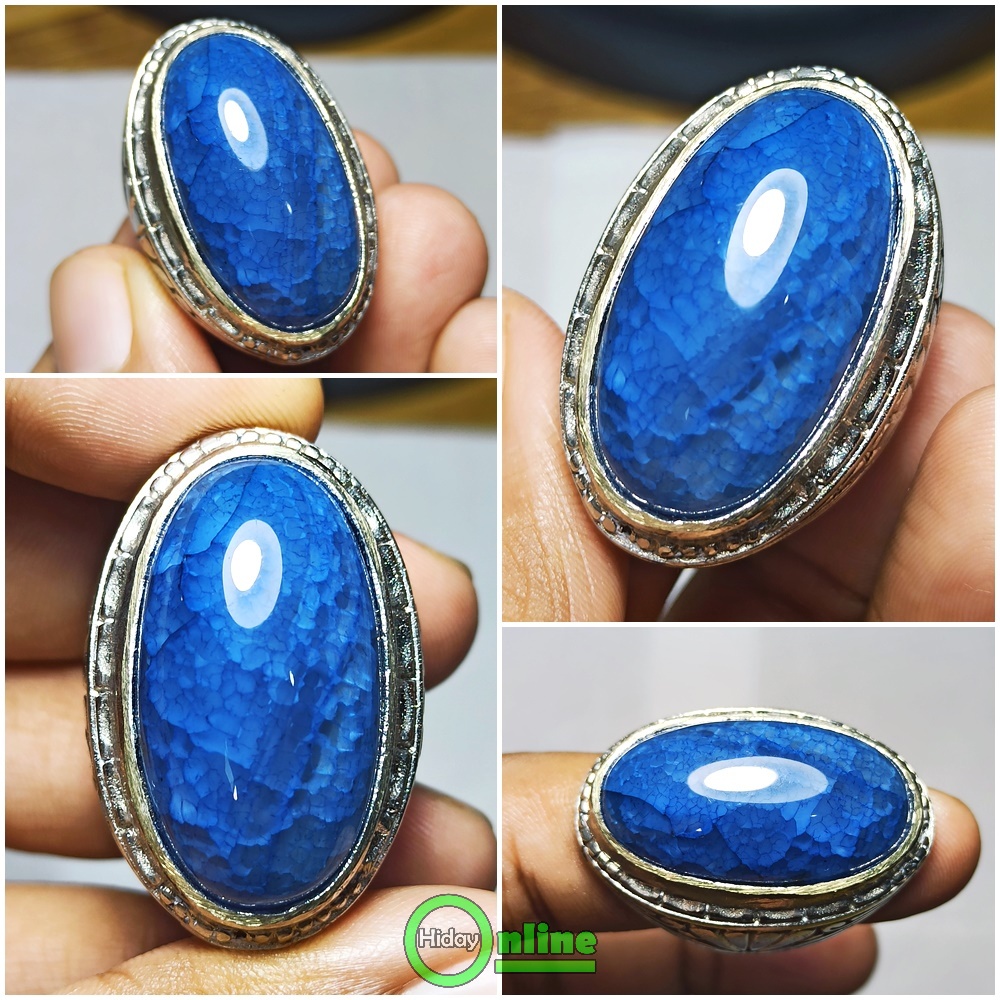 CINCIN AKIK NATURAL PANDAN BIRU SUJI SISIK NAGA