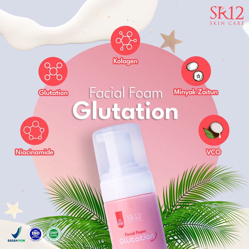 FACIAL FOAM GLUTATION WITH COLLAGEN SR12 / MENCERAHKAN WAJAH / COCOK UNTUK SEMUA JENIS KULIT