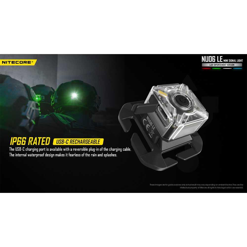 NITECORE Lampu Sinyal LED Mini Headlamp USB 15lm - NU06 LE - Black